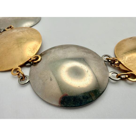 Vintage 1970s GIVENCHY Two-Tone Metal Disc Link Belt Statement Runway Piece - Picture 3 of 8